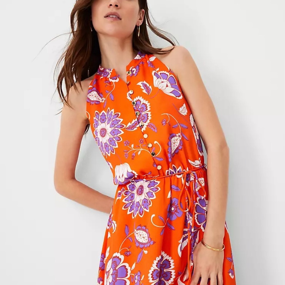 NWT Ann Taylor Petite Halter Flare Dress